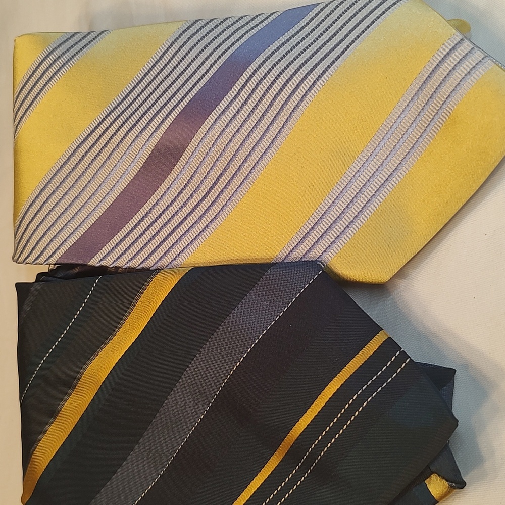 Preppy blue and yellow stripe tie lot J Crew and London Colors
